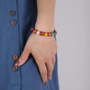 MINACHI Bohemian Colorful Round Beads Bracelet, Boho Jewelry Gift for Women