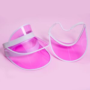 Jmkcoz 6 Pack Sun Visor Hats UV Protection Caps Plastic Clear Sunhat for Women Men Sports Beach Tennis Outdoor Activity Pink