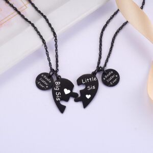 Ralukiia Big Sister and Little Sister Matching Heart Necklace Set for 2, Best Sister Ever Gifts, Birthday Jewelry Gifts for Lil Sis Big Sis