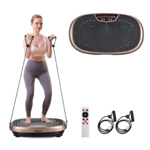 eilison fitpro vibration plate exercise machine - whole body workout vibration platform w/loop bands - lymphatic drainage machine for weight loss, shaping, wellness, recovery (fitpro brown)