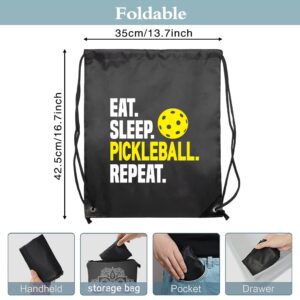 Haizct Eat Sleep Pickleball Drawstring Backpacks, Funny Pickleball Drawstring Bag for Men Women, Pickleball Sport Bag, Pickleball Player Gift, Sport Lovers Gift, Pickle Ball Accessory