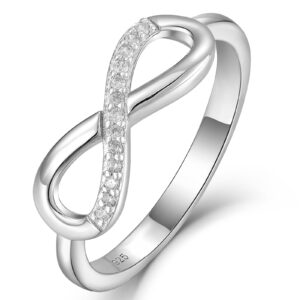 YL Infinity Rings 925 Sterling Silver Engagement Ring Cubic Zirconia Anniversary Jewelry for Women-size8