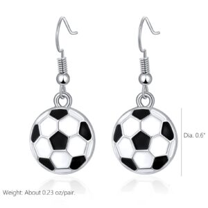 RUOFFETA Sport Ball Dangle Earrings, Football Earrings, Basketball Earrings Soccer Volleyball Baseball Earrings for Women Fan Earrings(Soccer)