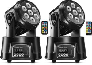 u`king moving head light rgbw stage lighting dj lights 7 x 10w led beam spotlight 9/14 ch wash light with dmx and sound activated for church wedding bar christmas and halloween (set of 2)