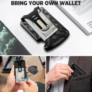 Wallet For Men - Slim Aluminum Metal Money Clip RFID Blocking, Holds up 15 Cards with Cash Clip. Ultra-Thin Minimalist Wallet, Black