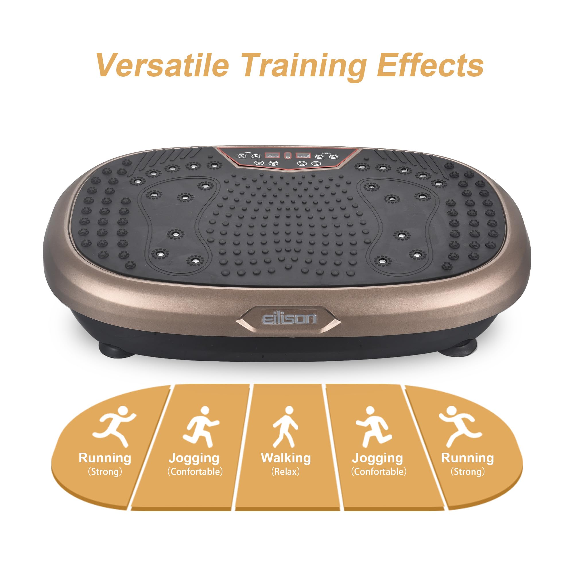 EILISON FITPRO Vibration Plate Exercise Machine - Whole Body Workout Vibration Platform w/Loop Bands - Lymphatic Drainage Machine for Weight Loss, Shaping, Wellness, Recovery (Fitpro Brown)