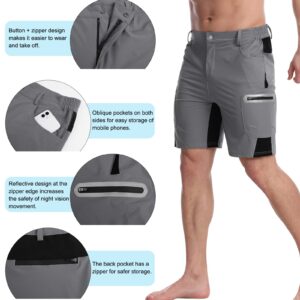 Surenow Men's Hiking Cargo Shorts Lightweight Quick-Dry Shorts Summer Outdoor Fishing Shorts Camping Travel Shorts for Men Grey