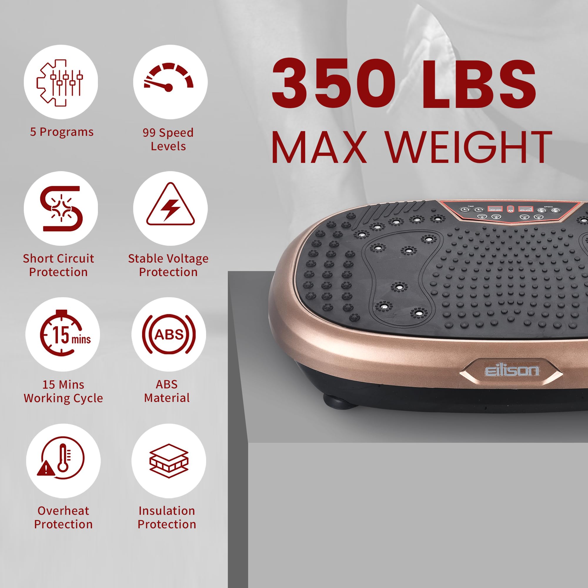 EILISON FITPRO Vibration Plate Exercise Machine - Whole Body Workout Vibration Platform w/Loop Bands - Lymphatic Drainage Machine for Weight Loss, Shaping, Wellness, Recovery (Fitpro Brown)