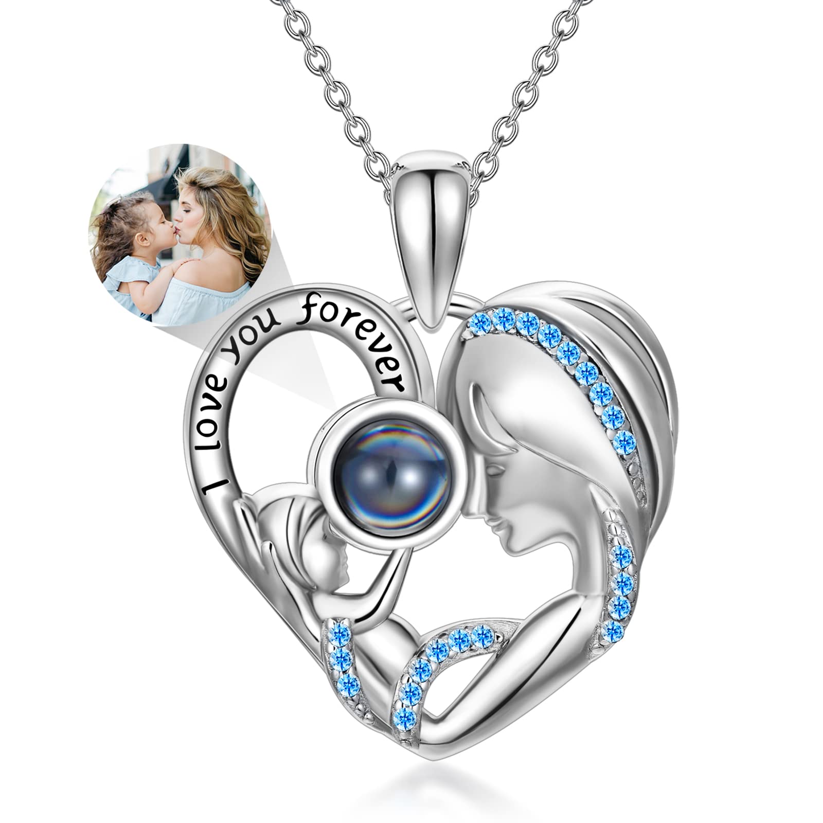 Dorunmo Personalized Photo Projection Pendant Necklace Mother Projection Picture Necklace jewelry Romantic Gifts for Women Birthday Anniversary Mother's Day Gift