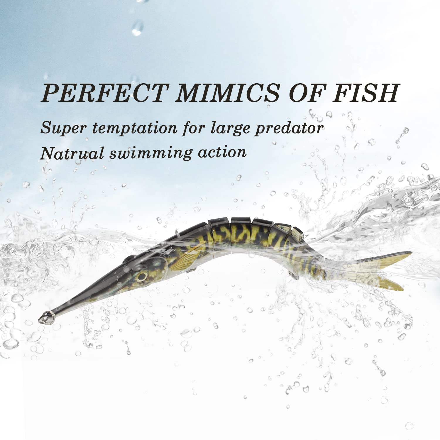 ODS Multi Jointed Fishing Lure Animated Hard Needlefish Swimbait with Hooks for Bass Pike Shad Garfish Freshwater & Saltwater (Set 1)