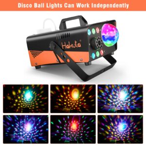 HAKUTA Fog Machine, 600W Smoke Machine with Disco Ball Light and LED RGB Lights, 2300 CFM Spray with Auto Spray Function, Great for Halloween, Christmas, Wedding, Stage Performance and Parties