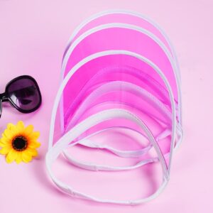 Jmkcoz 6 Pack Sun Visor Hats UV Protection Caps Plastic Clear Sunhat for Women Men Sports Beach Tennis Outdoor Activity Pink