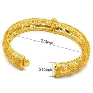 Dubai Gold Bangles for Women Indian African Wedding Bracelets Gold Plated Ethiopian Bridal Jewelry-4pcs