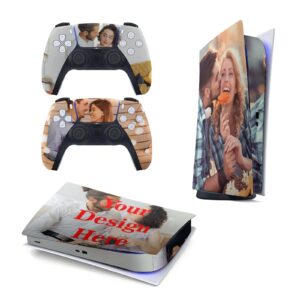 personalized custom skin for ps5 console controller with photos pictures customized vinyl sticker decal cover compatible with playstation 5(digital edition)