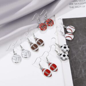 RUOFFETA Sport Ball Dangle Earrings, Football Earrings, Basketball Earrings Soccer Volleyball Baseball Earrings for Women Fan Earrings(Soccer)