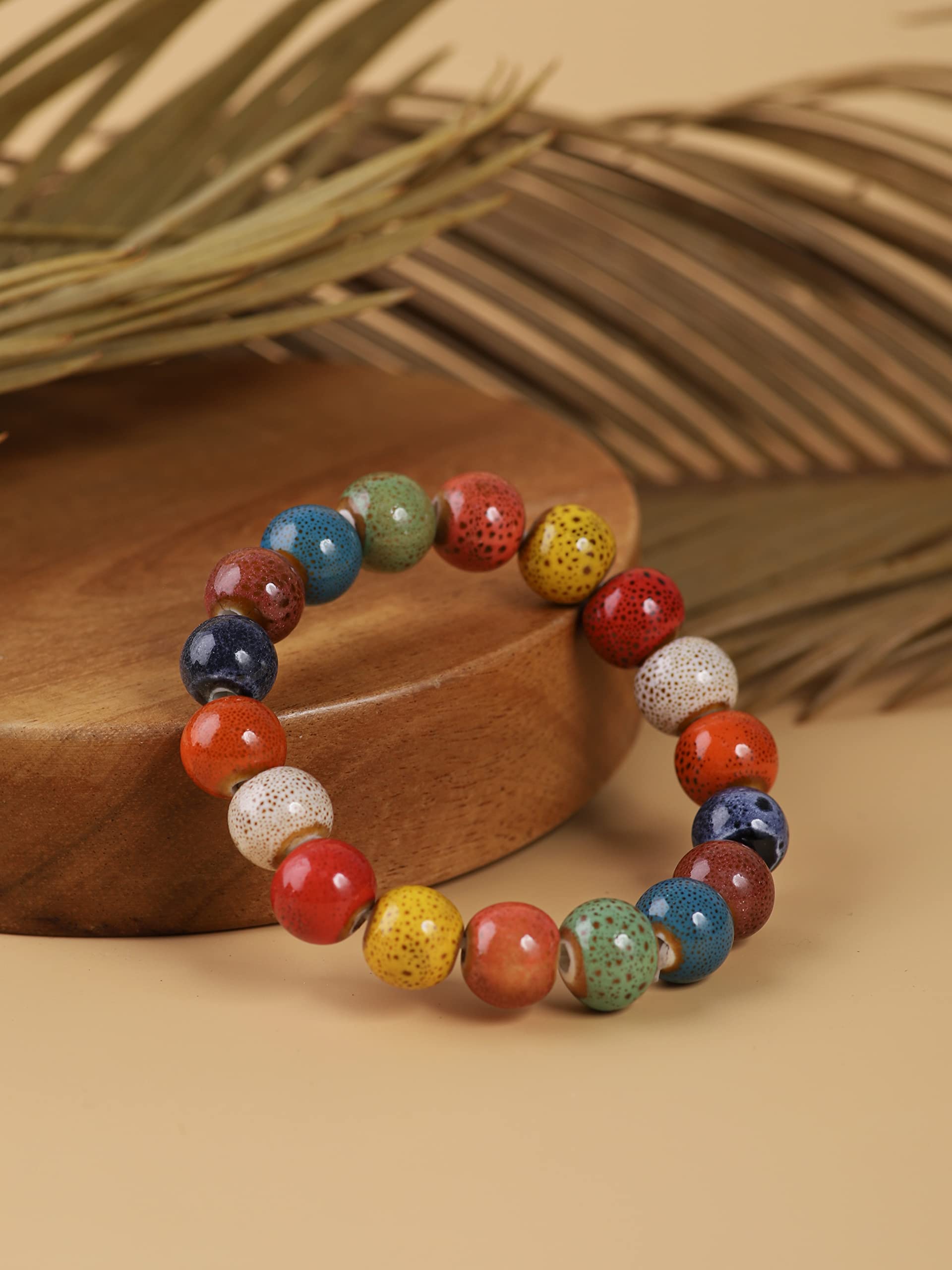 MINACHI Bohemian Colorful Round Beads Bracelet, Boho Jewelry Gift for Women