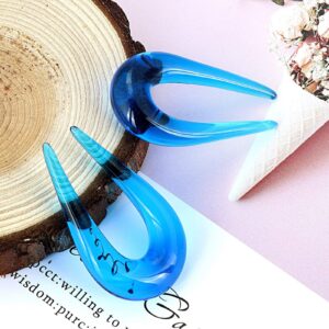 YOFANST 2pcs U-Shape Glass Tapers Blue Handmade Hanger Earrings Piercing Gauges 00G