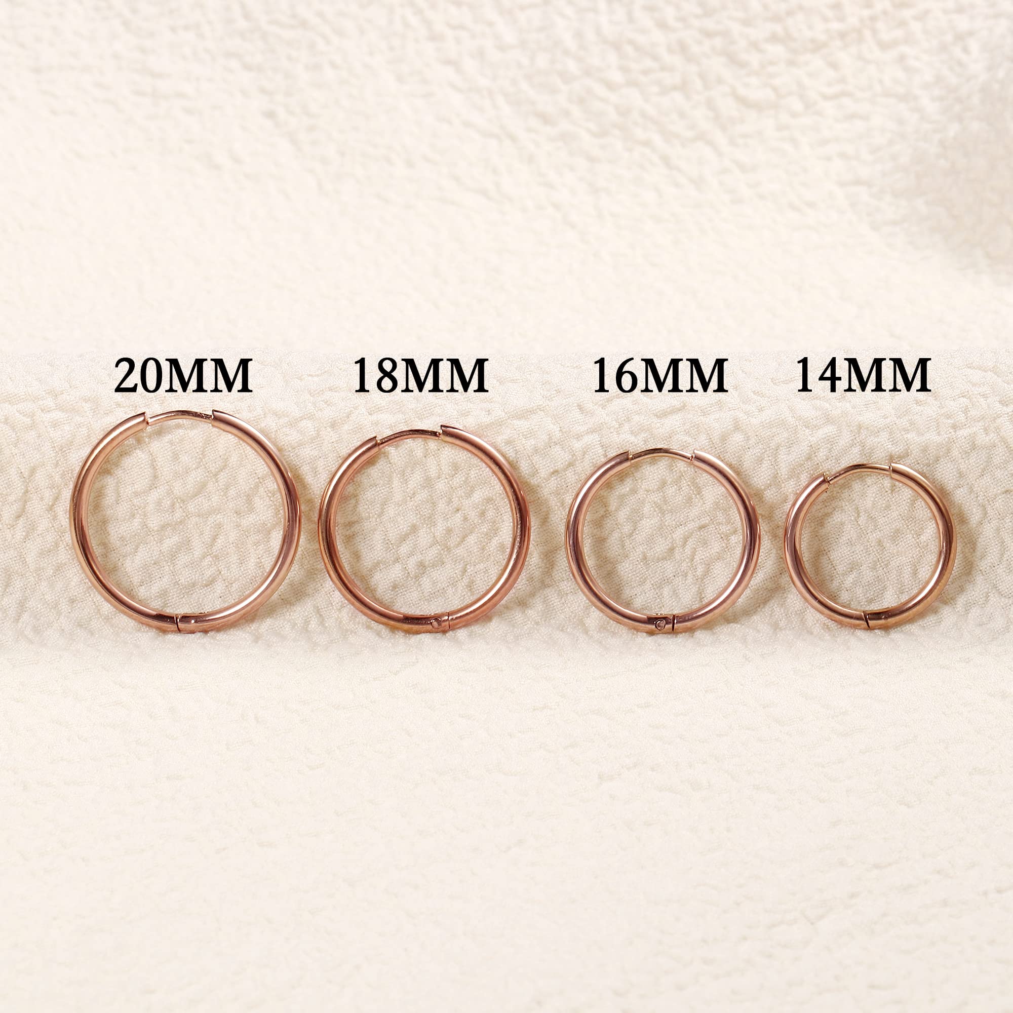 Rose Gold Earrings, Small Hoop Earrings for Women Multipack, Cartilage Earring Huggie Earring 6MM 8MM 10MM 12MM Jewelry