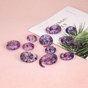 Qmcandy 12pcs Big Gauges Spiral Ear Stretching Kit 00G-20mm Large Acrylic Spiral Set, Rainbow Glitter