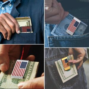 ChainsProMax Metal Money Clip for Men Black Cash Clip Men Moneyclip Minimalist America Flag