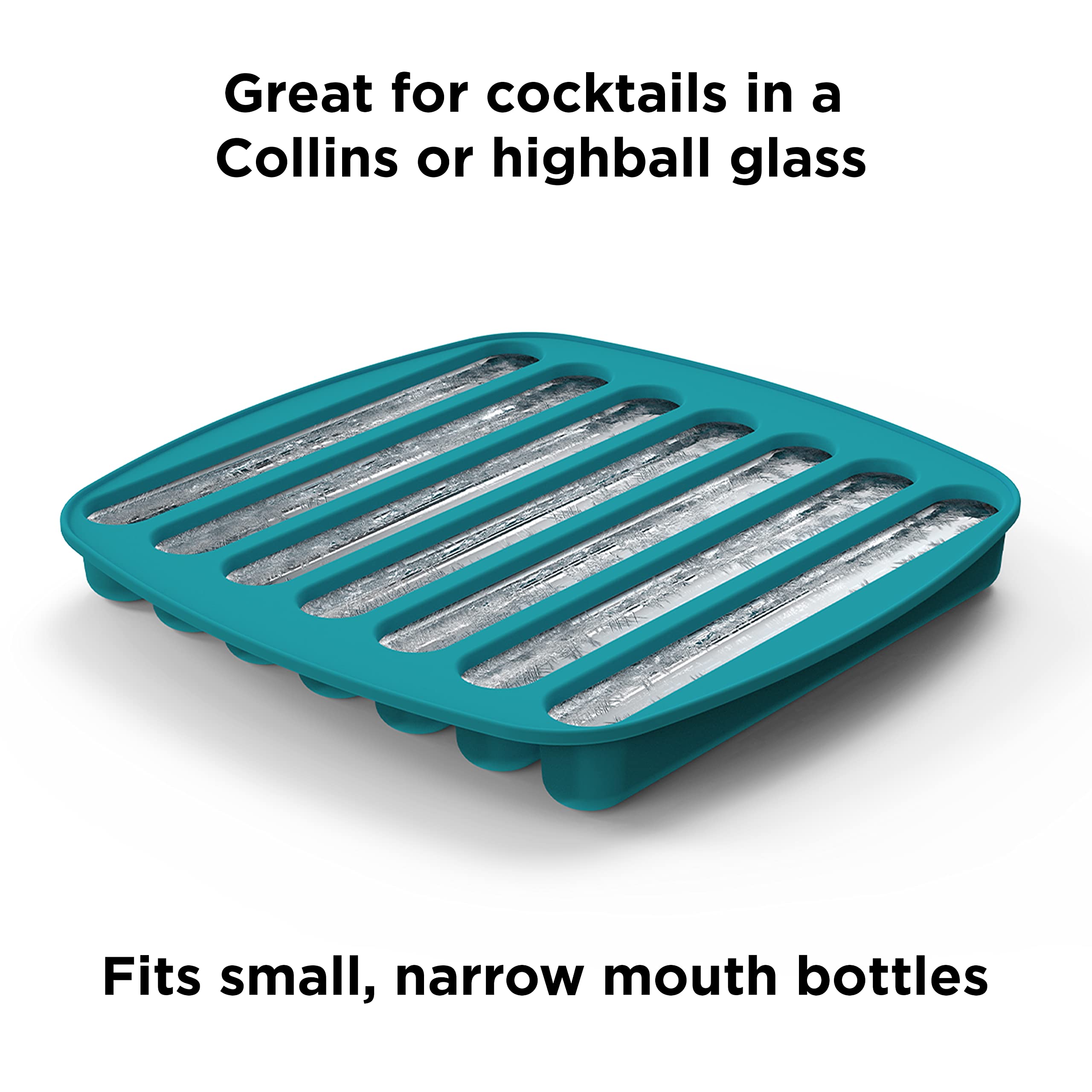 Houdini Silicone Collins Ice Tray with Easy to Remove Ice Spheres, Blue