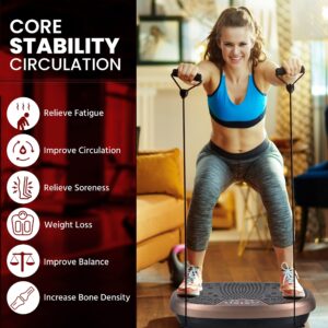 EILISON FITPRO Vibration Plate Exercise Machine - Whole Body Workout Vibration Platform w/Loop Bands - Lymphatic Drainage Machine for Weight Loss, Shaping, Wellness, Recovery (Fitpro Brown)