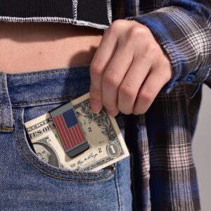 ChainsProMax Metal Money Clip for Men Black Cash Clip Men Moneyclip Minimalist America Flag