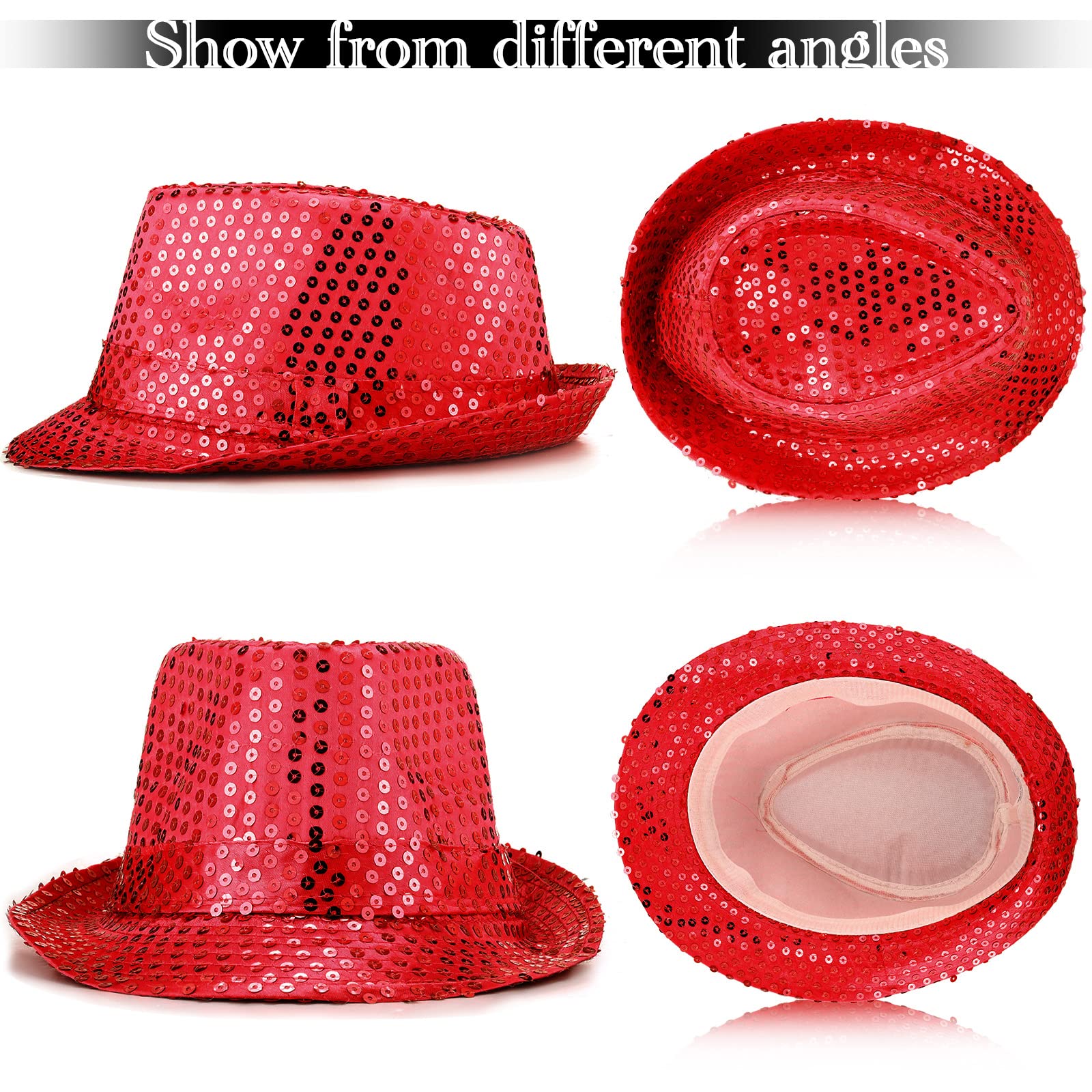 6 Pcs Western Sequin Hat Bling Dance Hats Shining Sequin Hat for Man and Women (Vivid Colors)