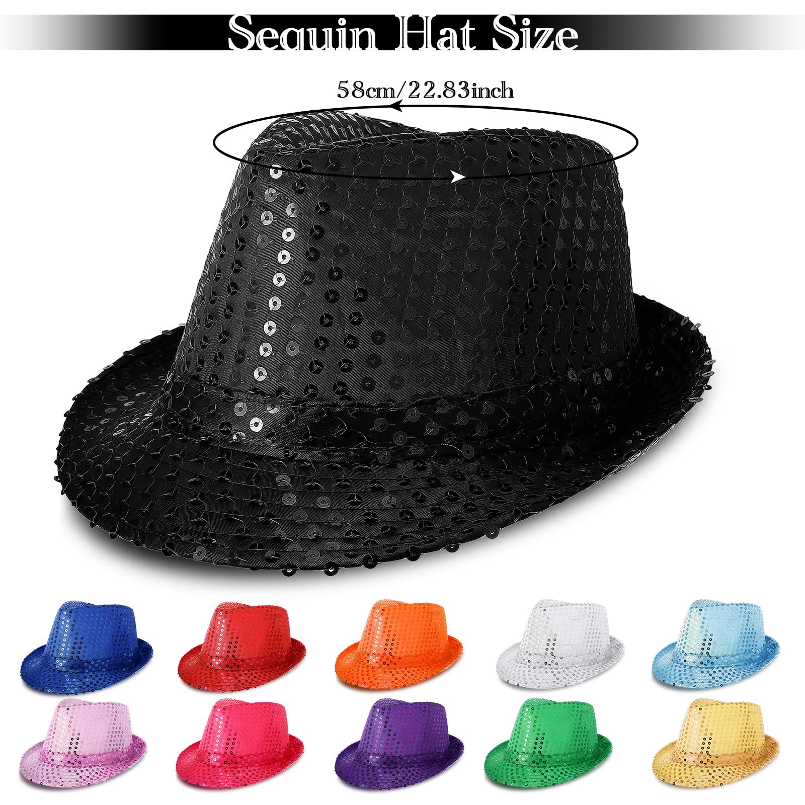 6 Pcs Western Sequin Hat Bling Dance Hats Shining Sequin Hat for Man and Women (Vivid Colors)