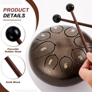 4 Pcs Steel Tongue Drum Mallets 8 Inch Glockenspiel Sticks Drum Stick Mallet and 8 Steel Tongue Drum Finger Sleeves, Silicone Rubber Knocking Finger Picks for Gong Woodblock Drum, Steel Tongue Drum