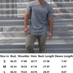 URRU Men's Muscle T Shirts Stretch Short Sleeve Bodybuilding Workout Casual Slim Fit Tee Shirts Grey M