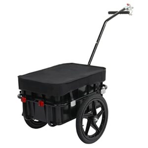 pexmor bike cargo trailer with removable box & waterproof cover, bicycle wagon trailer with 16" wheels & quick release universal coupler, large loading bike trailer storage cart with reflectors