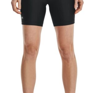 Under Armour Women's HeatGear Armour Middy 5" Shorts (Small, Black/Metallic Silver-001)