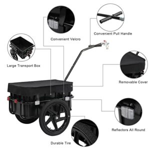 PEXMOR Bike Cargo Trailer with Removable Box & Waterproof Cover, Bicycle Wagon Trailer with 16" Wheels & Quick Release Universal Coupler, Large Loading Bike Trailer Storage Cart with Reflectors