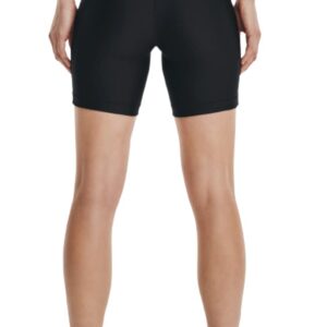 Under Armour Women's HeatGear Armour Middy 5" Shorts (Small, Black/Metallic Silver-001)