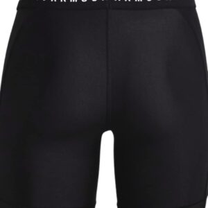 Under Armour Women's HeatGear Armour Middy 5" Shorts (Small, Black/Metallic Silver-001)