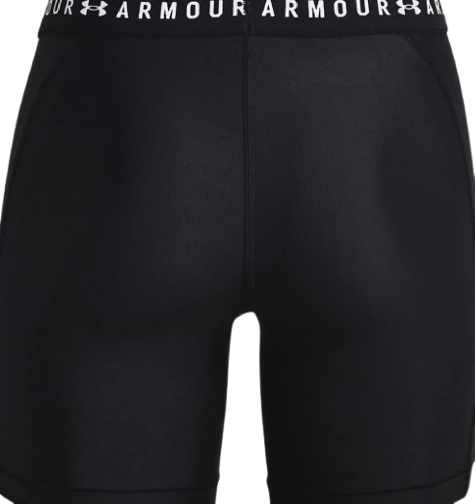 Under Armour Women's HeatGear Armour Middy 5" Shorts (Small, Black/Metallic Silver-001)