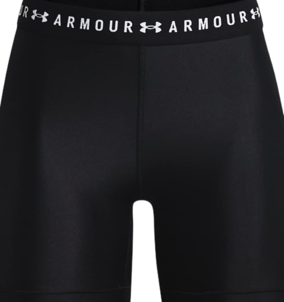 Under Armour Women's HeatGear Armour Middy 5" Shorts (Small, Black/Metallic Silver-001)