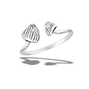 adjustable mushroom shroom wholesale ring .925 sterling silver band size 7