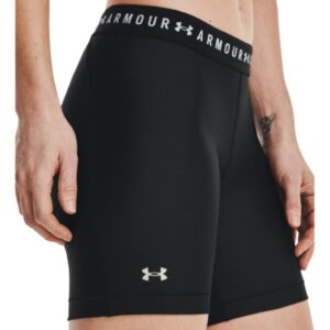 Under Armour Women's HeatGear Armour Middy 5" Shorts (Small, Black/Metallic Silver-001)