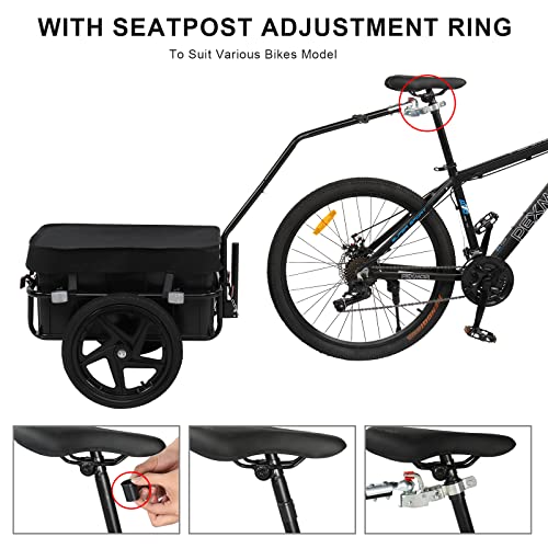 PEXMOR Bike Cargo Trailer with Removable Box & Waterproof Cover, Bicycle Wagon Trailer with 16" Wheels & Quick Release Universal Coupler, Large Loading Bike Trailer Storage Cart with Reflectors