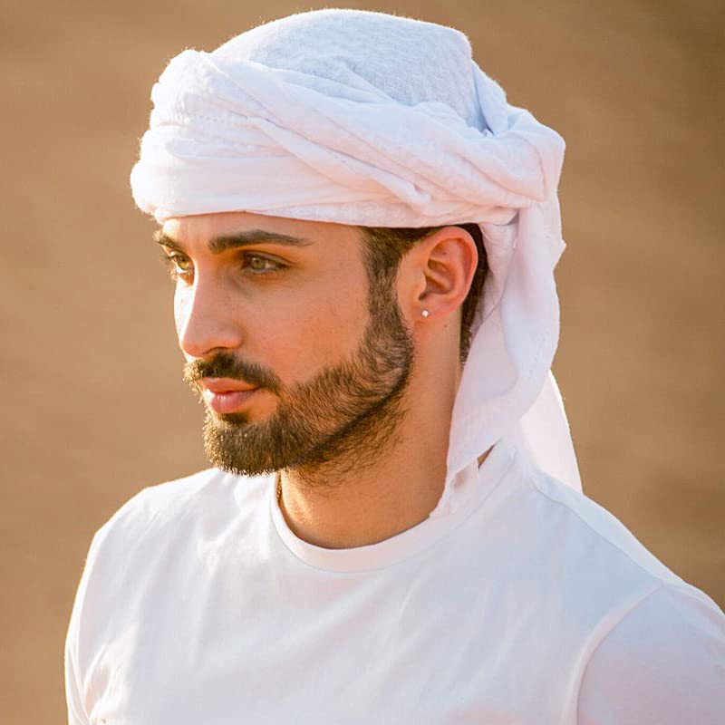 HOMELEX Keffiyeh Arab Head Scarf for Men Sheikh Muslim Turban Saudi Dubai Headwear