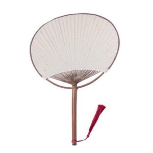 ULTNICE Round Fan Japandi Decor Silk Fans Hand Held Fan Chinese Hand Fan Blank Drawing Fan Double- Sided Paddle Fan Creative Circular Fan Simple Fan Japanese Retro Fan Rice Paper Miss Asia