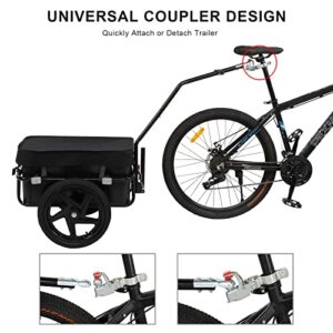 PEXMOR Bike Cargo Trailer with Removable Box & Waterproof Cover, Bicycle Wagon Trailer with 16" Wheels & Quick Release Universal Coupler, Large Loading Bike Trailer Storage Cart with Reflectors