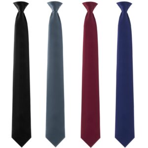 bencailor 4 pcs 24 inch men's clip-on ties solid color men's tie pretied clip on ties for men men's clip on necktie men's button ties(black, charcoal grey, navy blue, wine red)