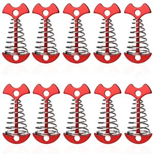 10Pcs Deck Anchor Pegs Windproof Aluminium Alloy Fishbone Tent Stakes with Spring Buckle, Portable Wind Rope Anchor for Hiking Camping (Style 1)