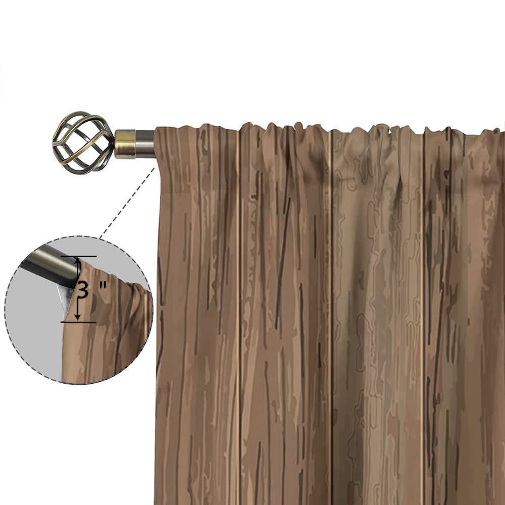 Wooden Texture Background Wallpaper Blackout Curtains – Thermal Insulated, Energy Saving & Noise Reducing Bedroom and Living Room Curtains, W72 x L72 Inch