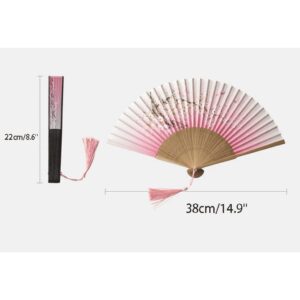 Folding Hand Fan for Women Hand Held Silk Folding Fans with Bamboo Foldable Chinese Japanese Vintage Fan Purple Sakura