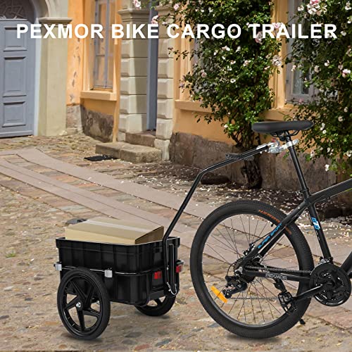 PEXMOR Bike Cargo Trailer with Removable Box & Waterproof Cover, Bicycle Wagon Trailer with 16" Wheels & Quick Release Universal Coupler, Large Loading Bike Trailer Storage Cart with Reflectors