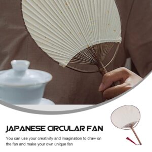 ULTNICE Round Fan Japandi Decor Silk Fans Hand Held Fan Chinese Hand Fan Blank Drawing Fan Double- Sided Paddle Fan Creative Circular Fan Simple Fan Japanese Retro Fan Rice Paper Miss Asia